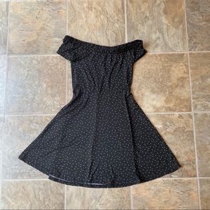 Black and White Polka Dot Off the Shoulder Dress
